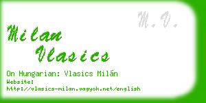 milan vlasics business card